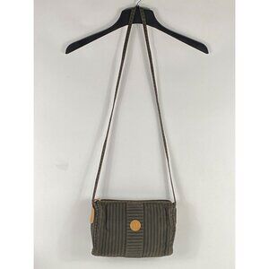 Vintage Fendi Pinstripe Crossbody / Shoulder Bag Black/Brown Made in Italy A984